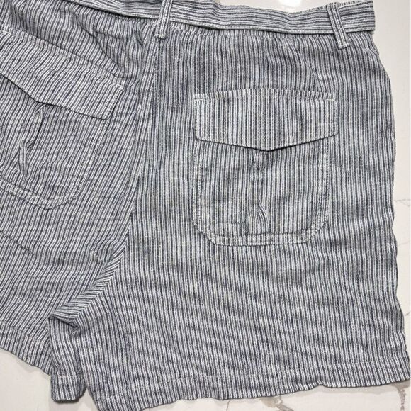 A.N.A. | Women’s Blue Striped Linen Casual Belted Summer Shorts Size L - Picture 5 of 9